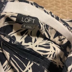 LOFT Navy and Cream Leaf Print Apparel